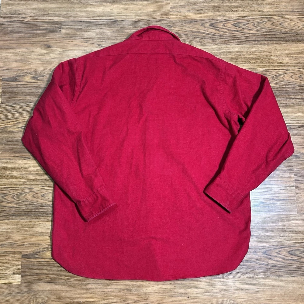 VTG LL Bean Chamois Cloth Shirt Mens 17 Large Regular Red Made in USA Button - Picture 8 of 11